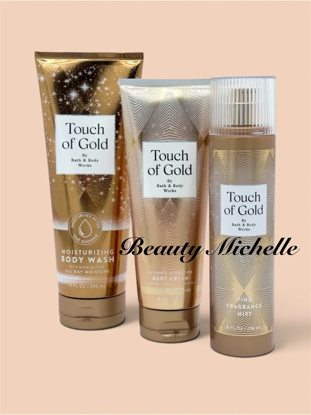 Bath & Body Works TOUCH OF  GOLD Set-3 Pc Body Wash Cream and Mist Gift Set NEW